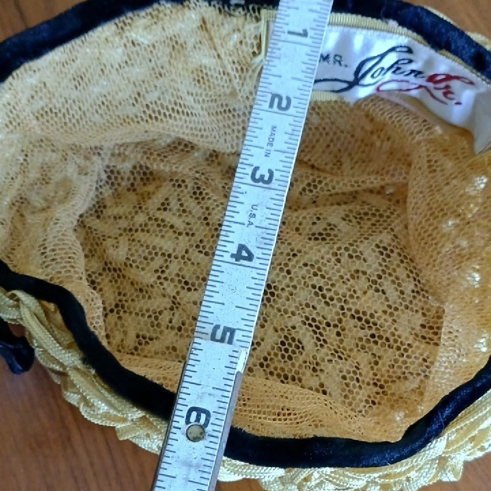 60's Women's Woven Straw Style Ribbon Pillbox Hat with Velvet Black Bow/Trim - Picture 5 of 6